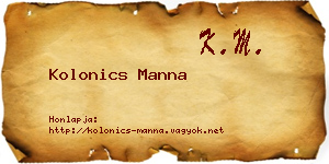 Kolonics Manna névjegykártya